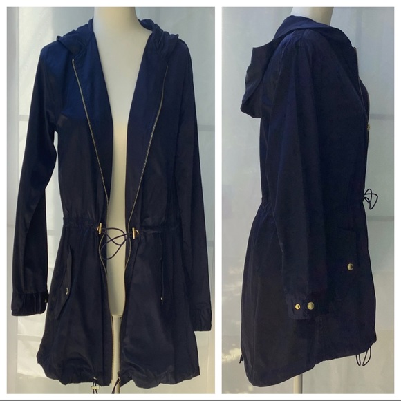 Michael Kors Blue Lightweight Zip Up Anorak Hi Low Hooded Jacket, XS - Picture 5 of 9